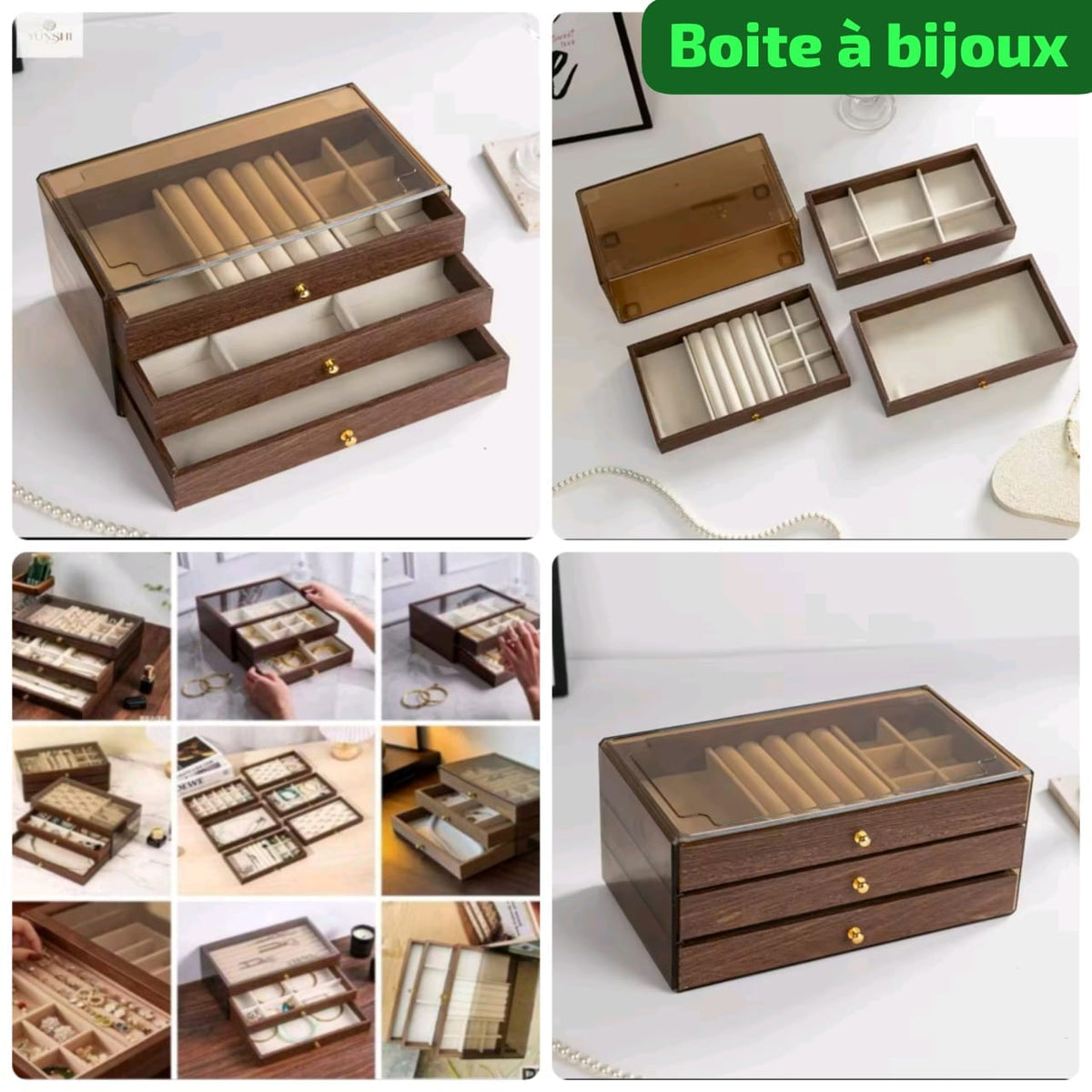 Boite à bijoux 3 en 1