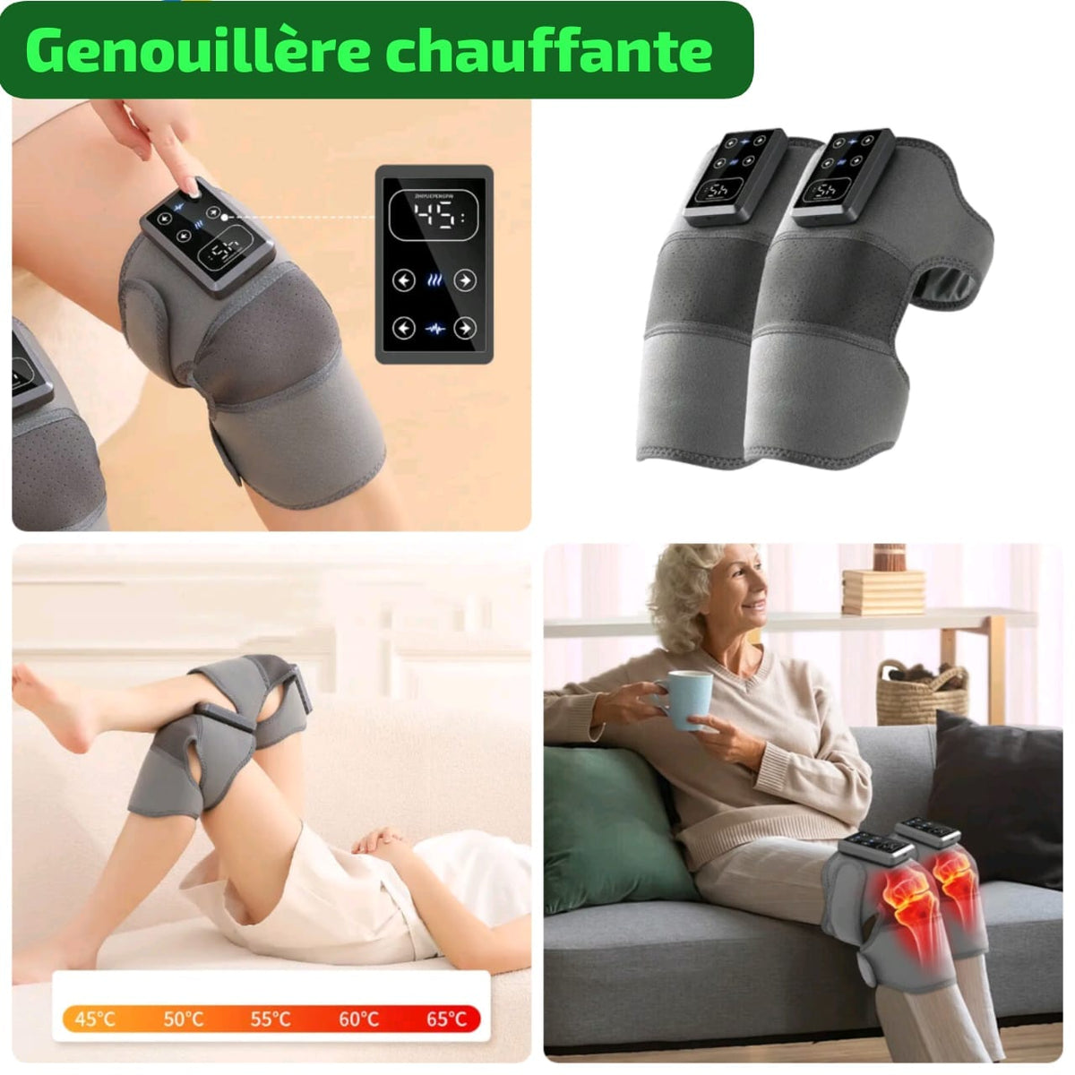 Genouillère chauffante électrique rechargeable