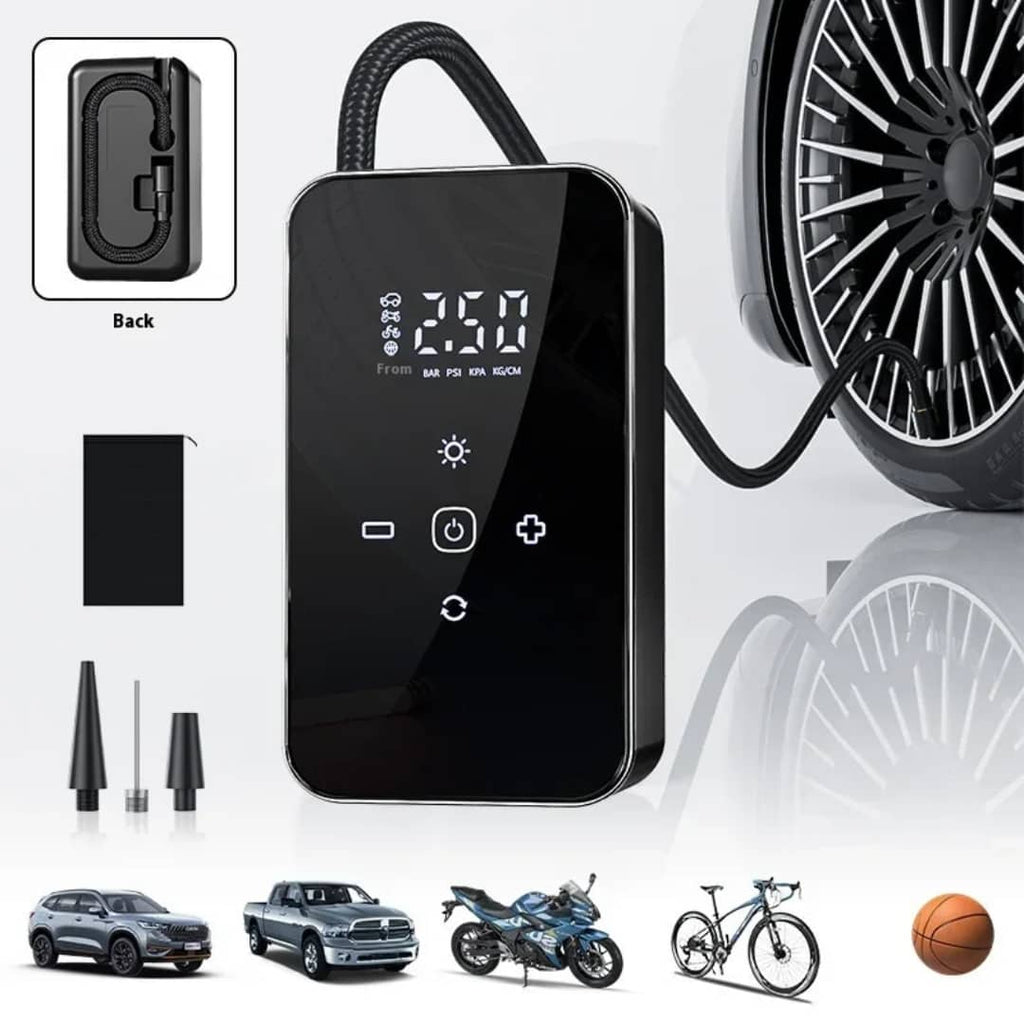 Compresseur d'air électrique numérique rechargeable avec Power bank et lampe torche