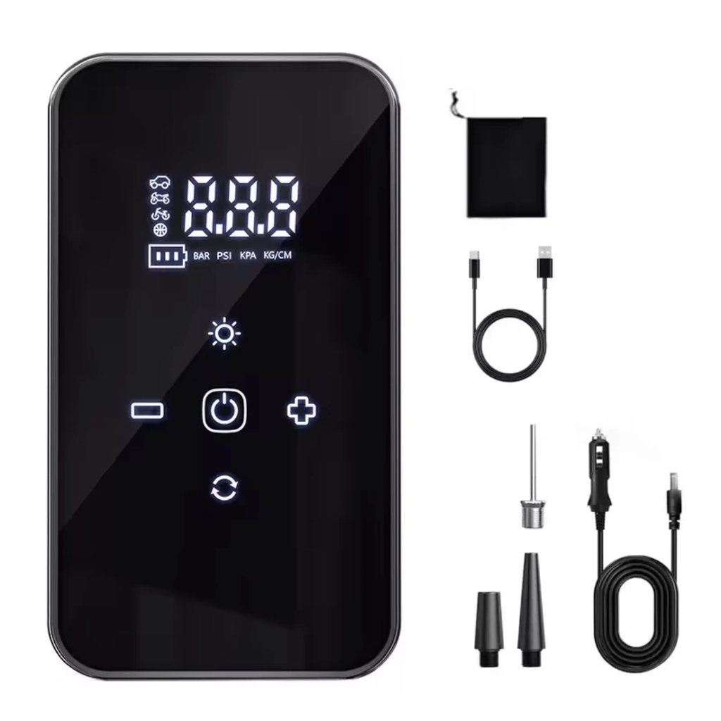 Compresseur d'air électrique numérique rechargeable avec Power bank et lampe torche