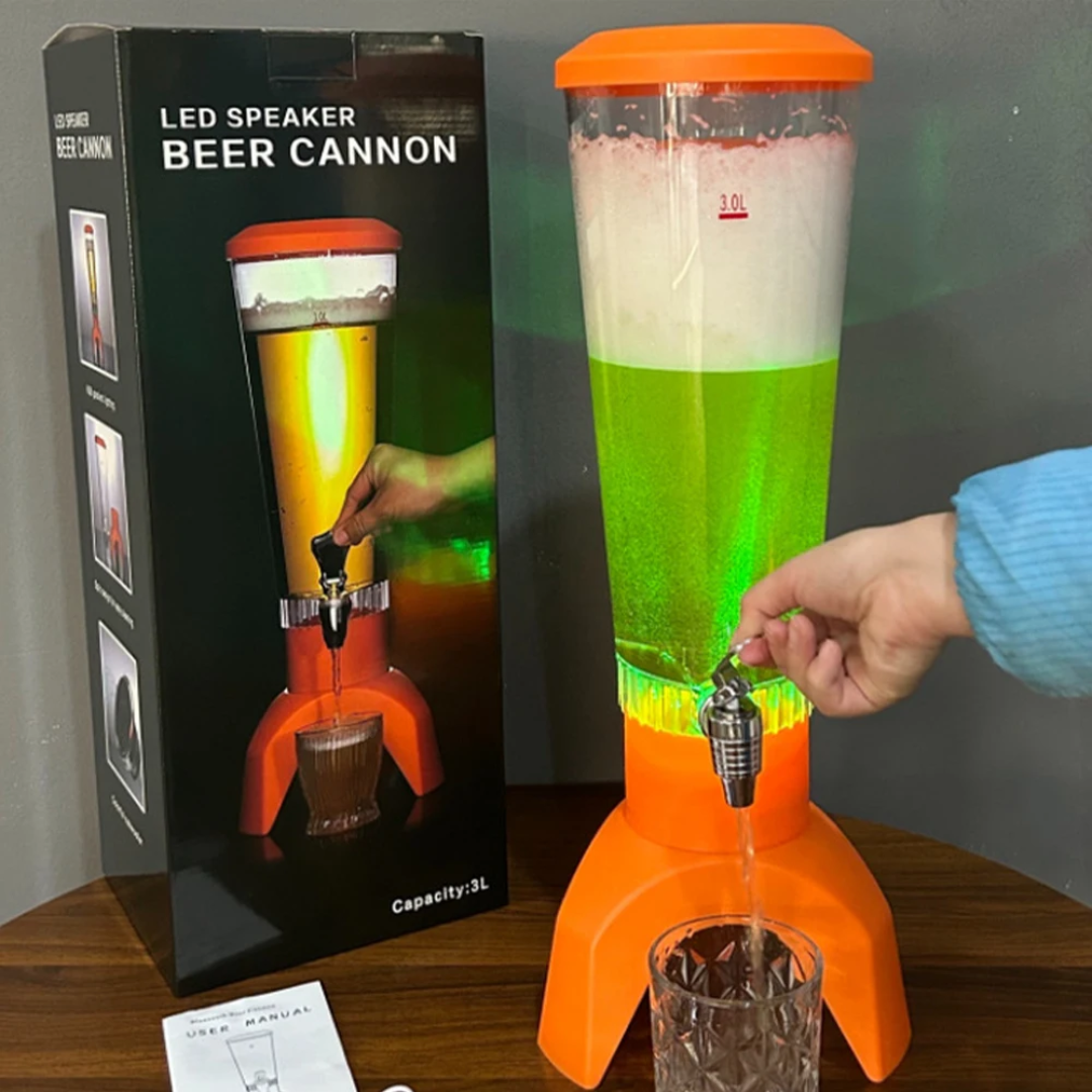 Distributeur de boissons lumineux rechargeable avec woofer intégré