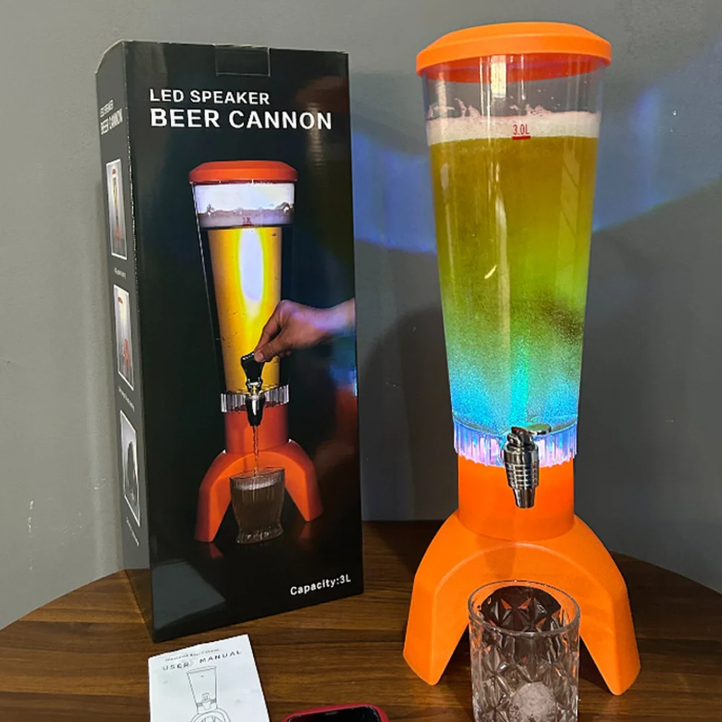 Distributeur de boissons lumineux rechargeable avec woofer intégré