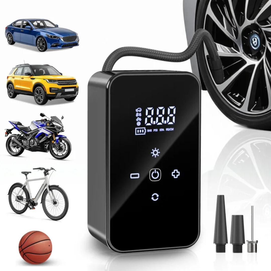 Compresseur d'air électrique numérique rechargeable avec Power bank et lampe torche