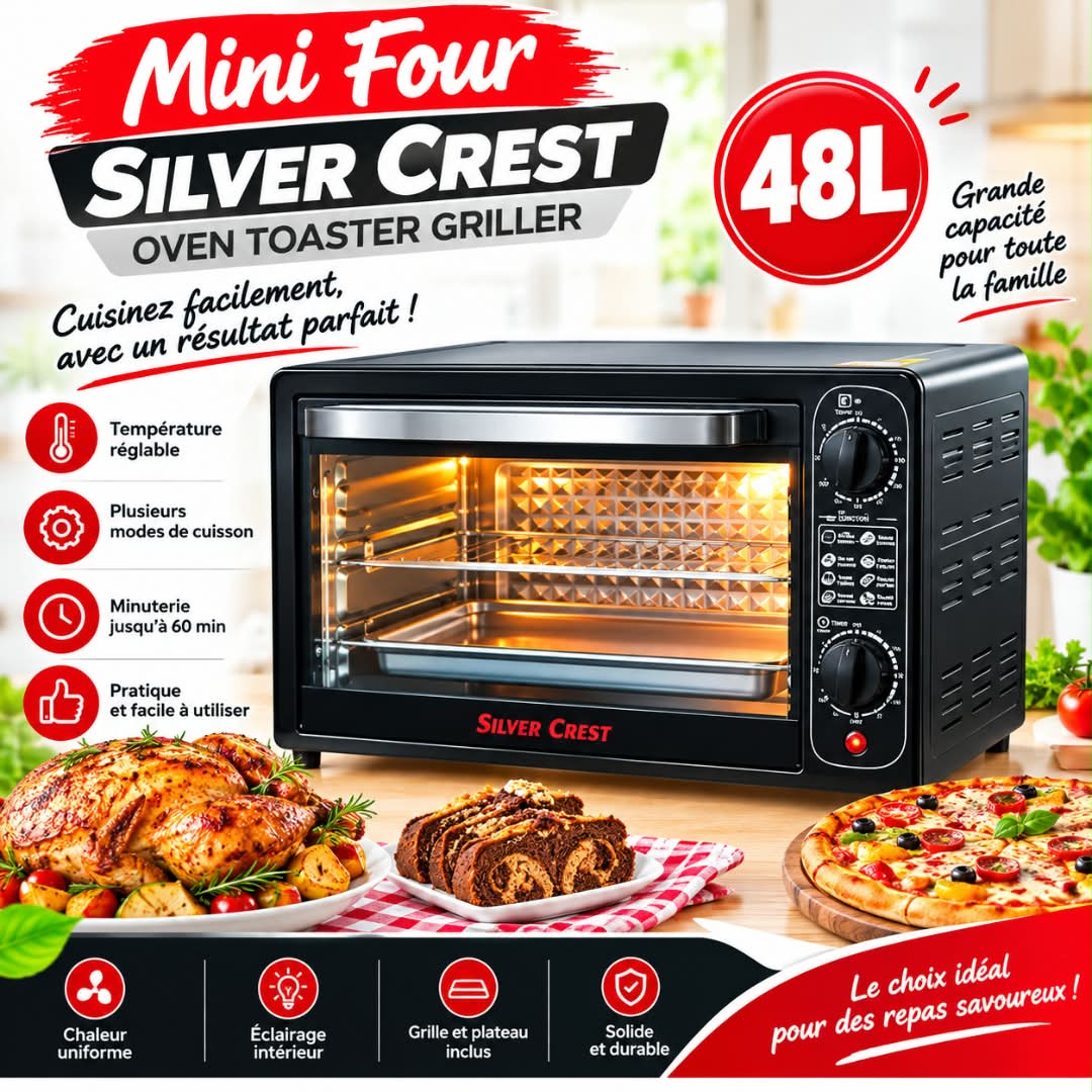 🔥 MINI FOUR SILVER CREST 48L — CUISINEZ COMME UN CHEF ! 🔥